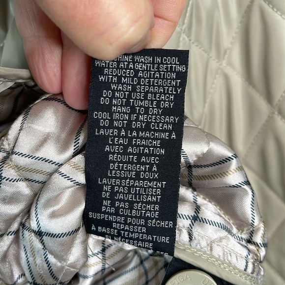 DELLA SPIGA Quilted Barn Jacket Oatmeal Cream Button Front Collar Pockets Size M - Picture 11 of 13